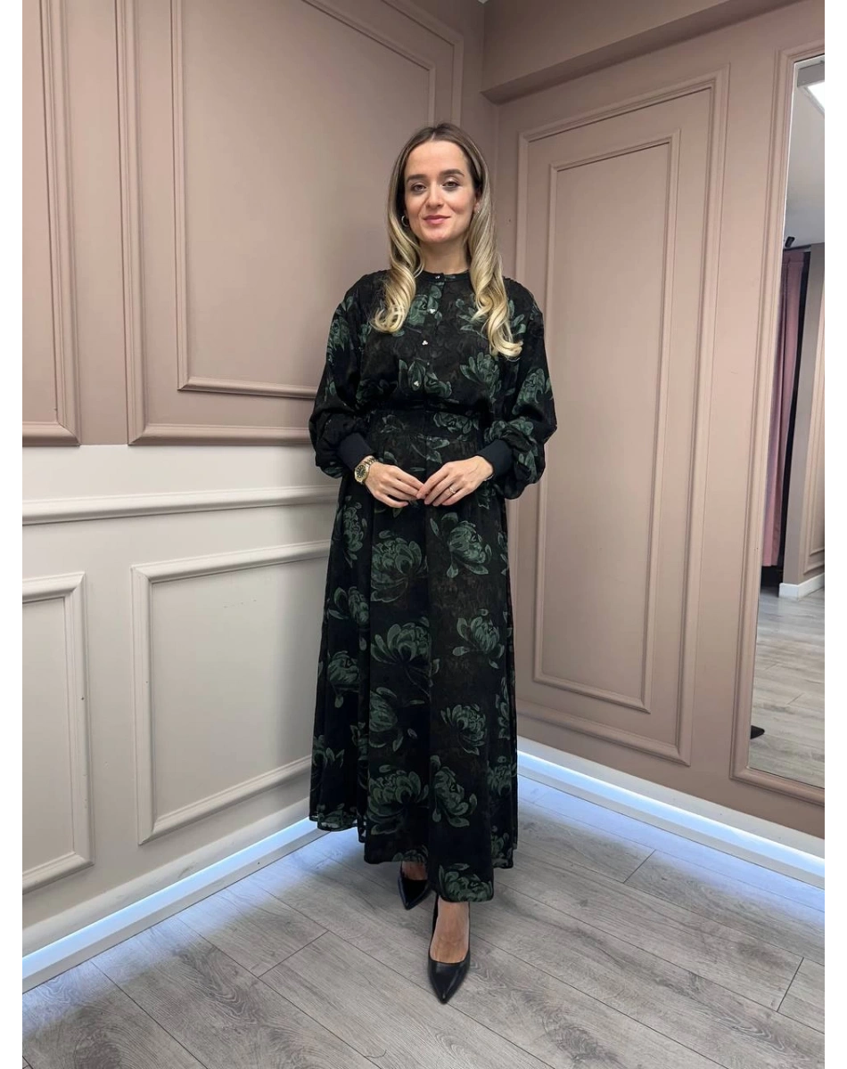 Ghisa 26KGSELB4104 Yeşil Önü Düğmeli Elbise