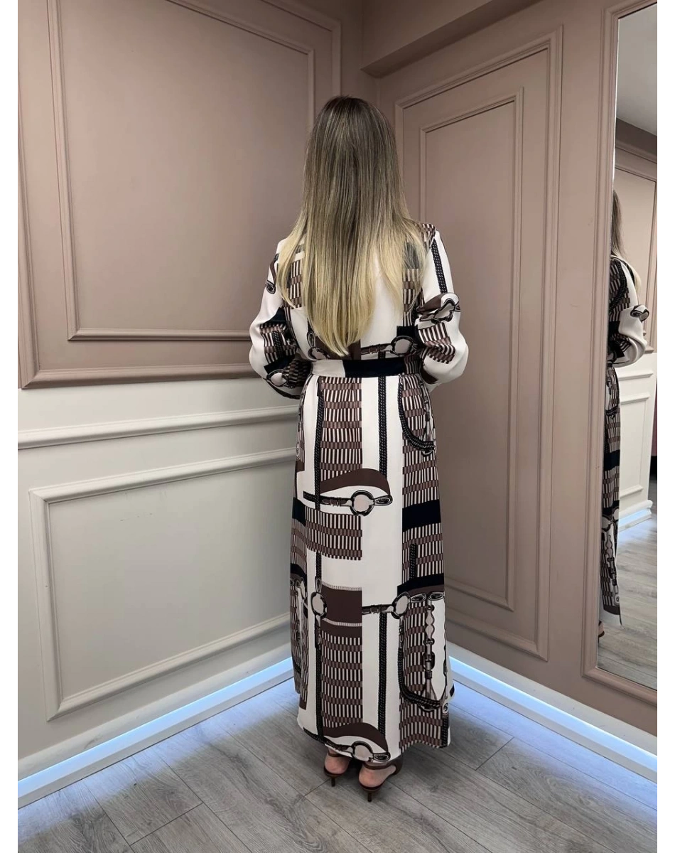 Ghisa 26KGSELB4925 Kahve Pano Desenli Elbise