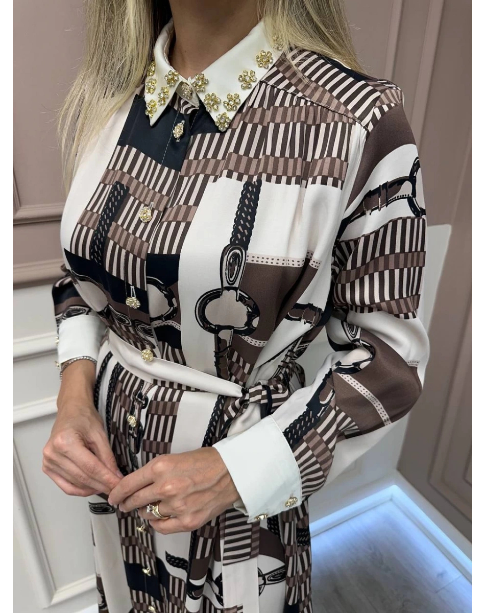 Ghisa 26KGSELB4925 Kahve Pano Desenli Elbise