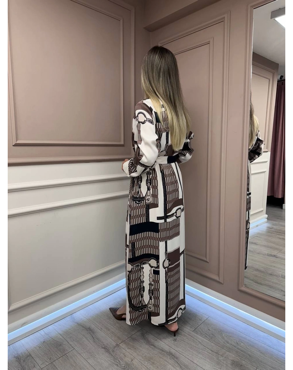 Ghisa 26KGSELB4925 Kahve Pano Desenli Elbise