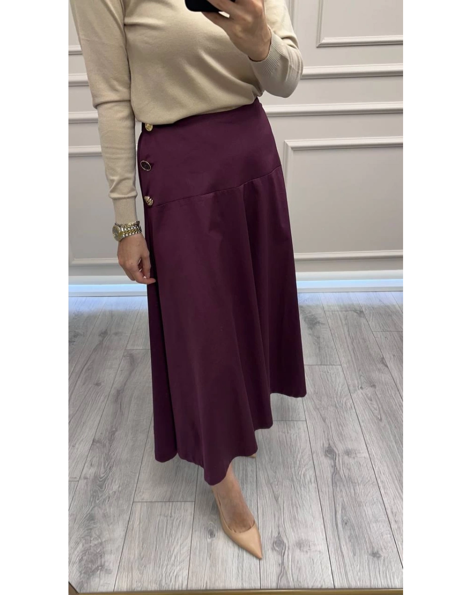 Ghisa 26KGSETK5362 Bordo Yanları Düğme Detaylı Etek