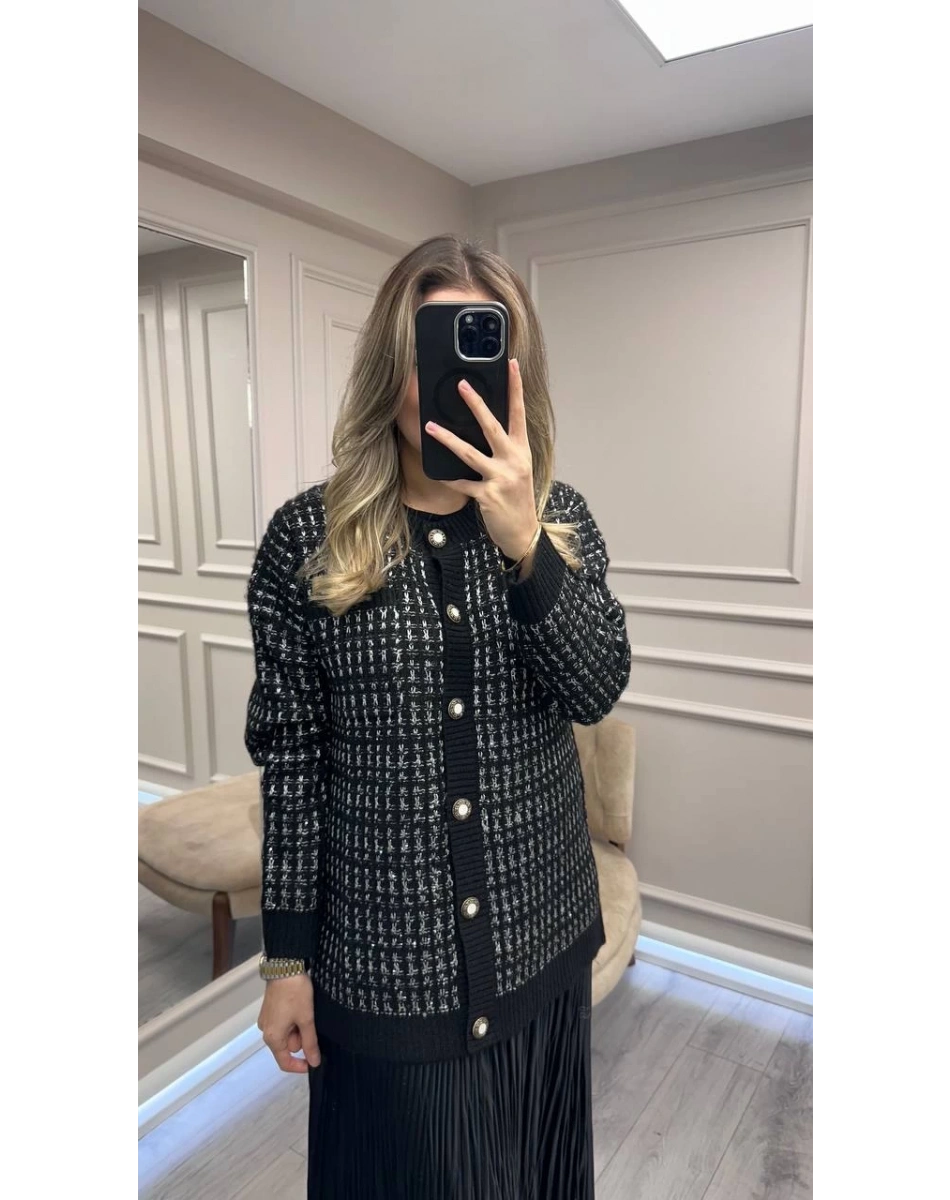 Ghisa 26KGSHRK3307 Siyah Cep Detaylı Hırka