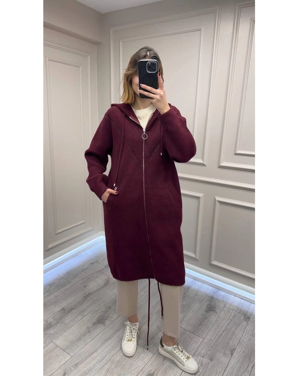 Ghisa 26KGSKBN6549 Bordo Taş Detaylı Angora Kaban