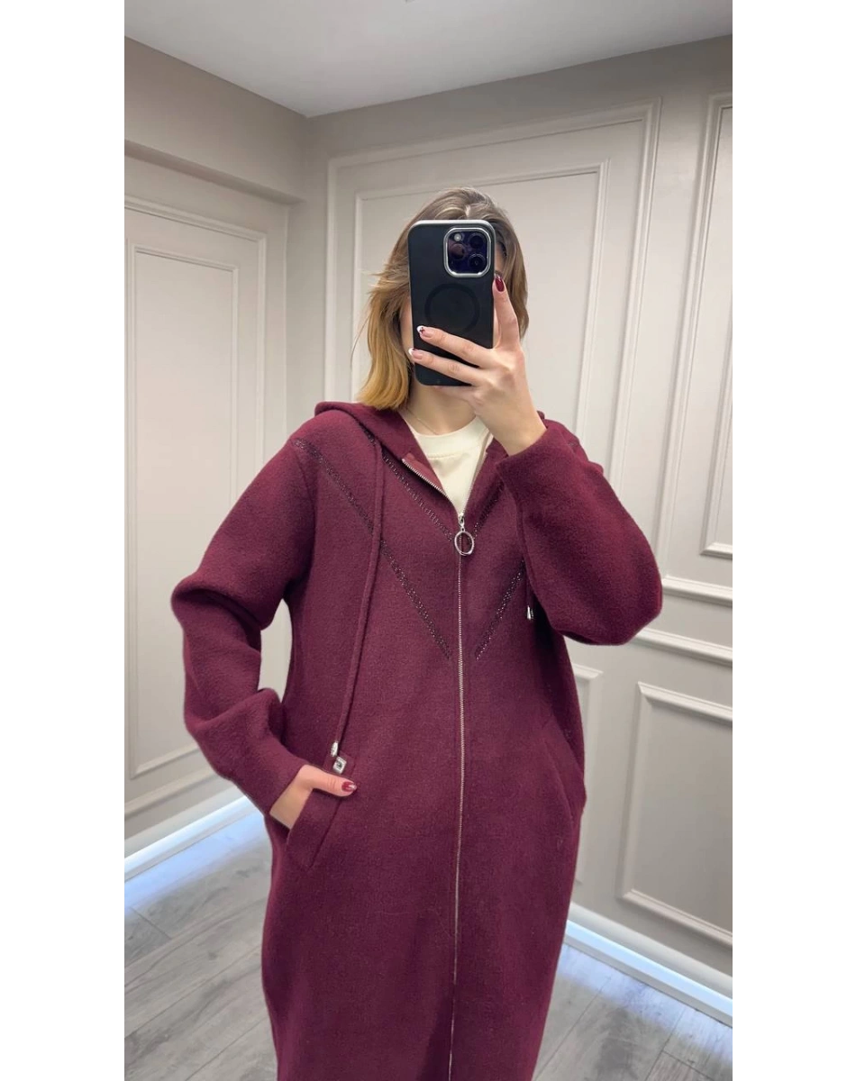 Ghisa 26KGSKBN6549 Bordo Taş Detaylı Angora Kaban