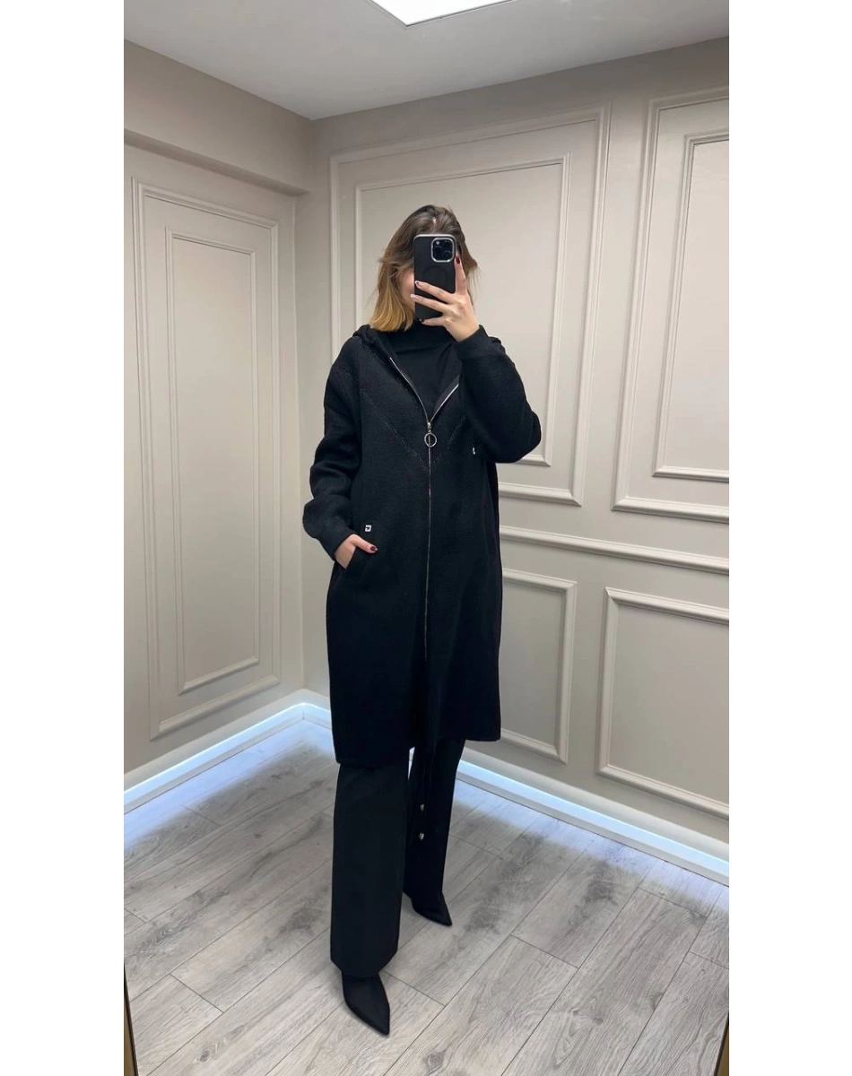 Ghisa 26KGSKBN6549 Siyah Taş Detaylı Angora Kaban