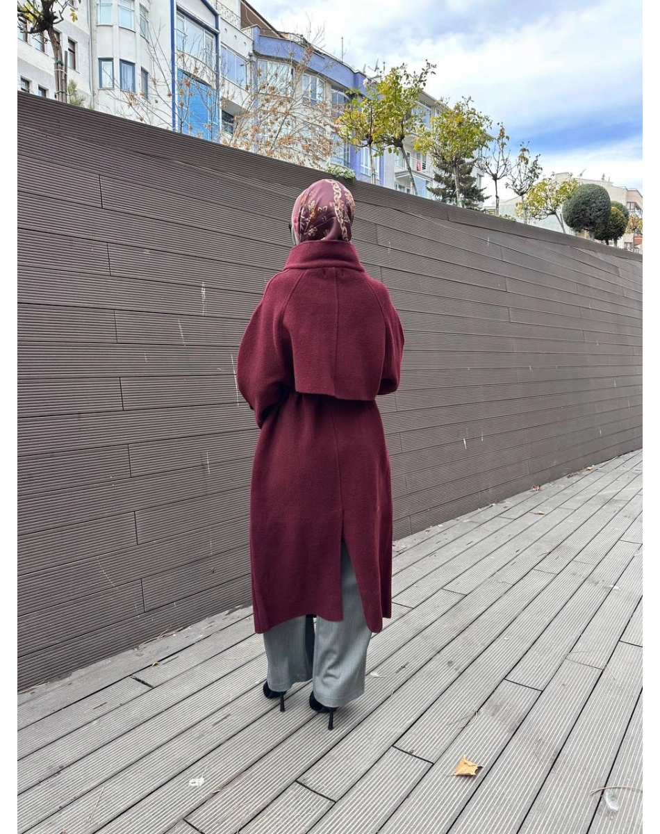 Ghisa 26KGSKBN6550 Mürdüm Anvelop Dik Yaka Kaban