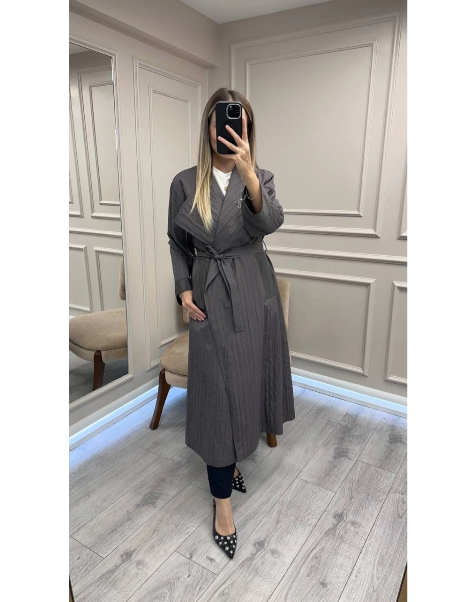 Ghisa 26KGSPRD2684 Gri Kolları Fermuar Detaylı Kap