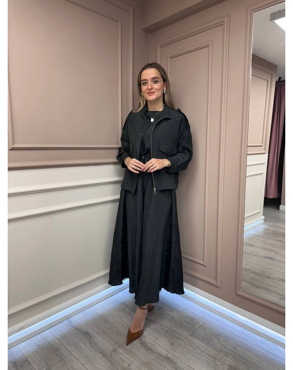 Ghisa 26KGSTKM3196 Siyah Ceketli Elbise Takım