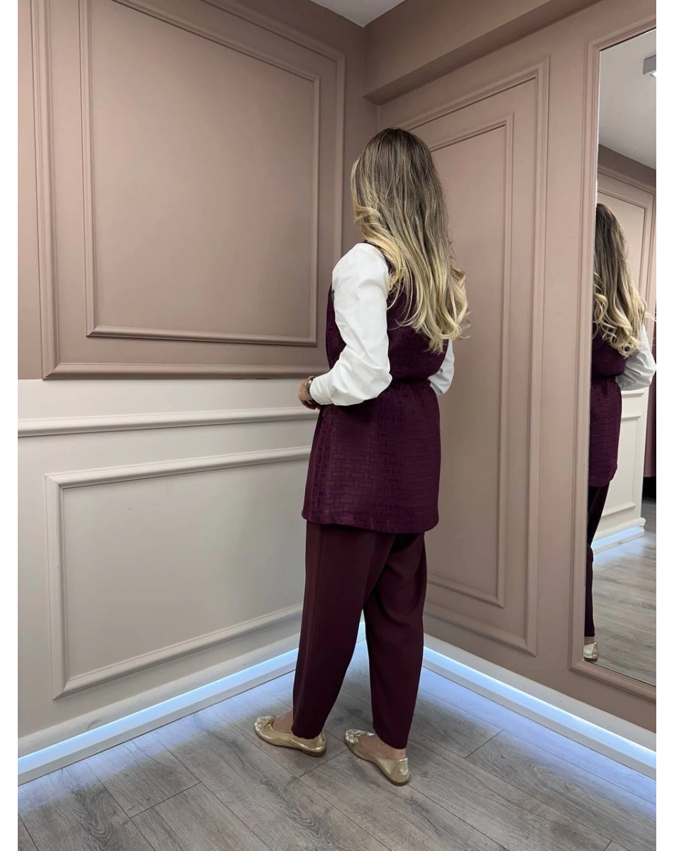 Ghisa 26KGSTKM3199 Mürdüm Yelekli Takım