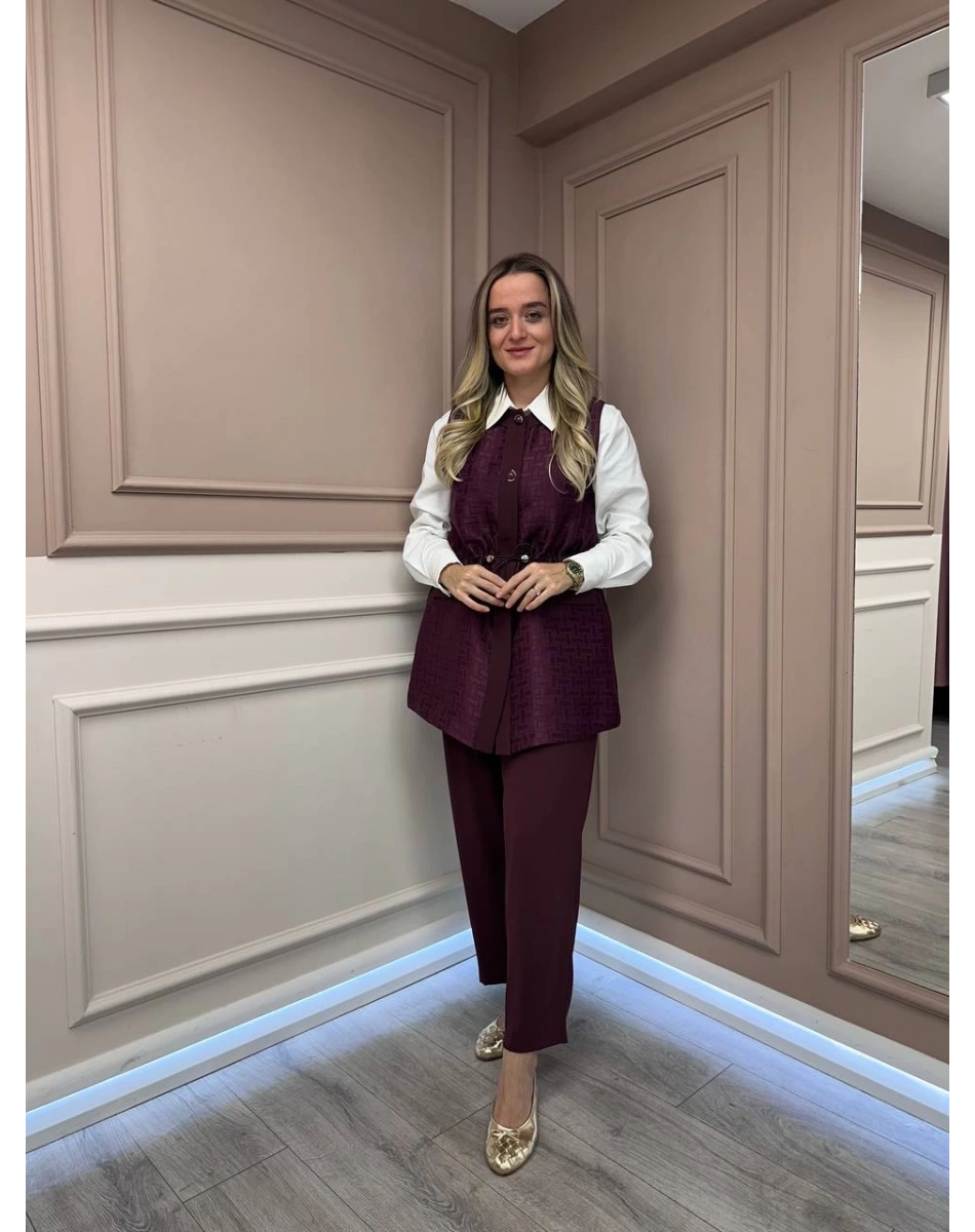 Ghisa 26KGSTKM3199 Mürdüm Yelekli Takım