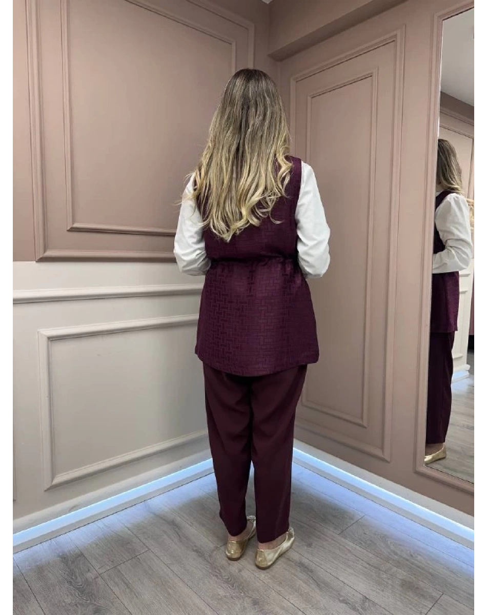 Ghisa 26KGSTKM3199 Mürdüm Yelekli Takım