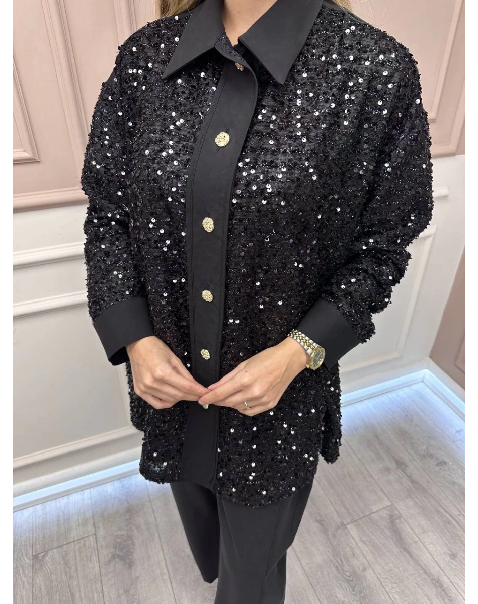 Ghisa 26KGSTKM4065 Siyah Payetli İkili Takım