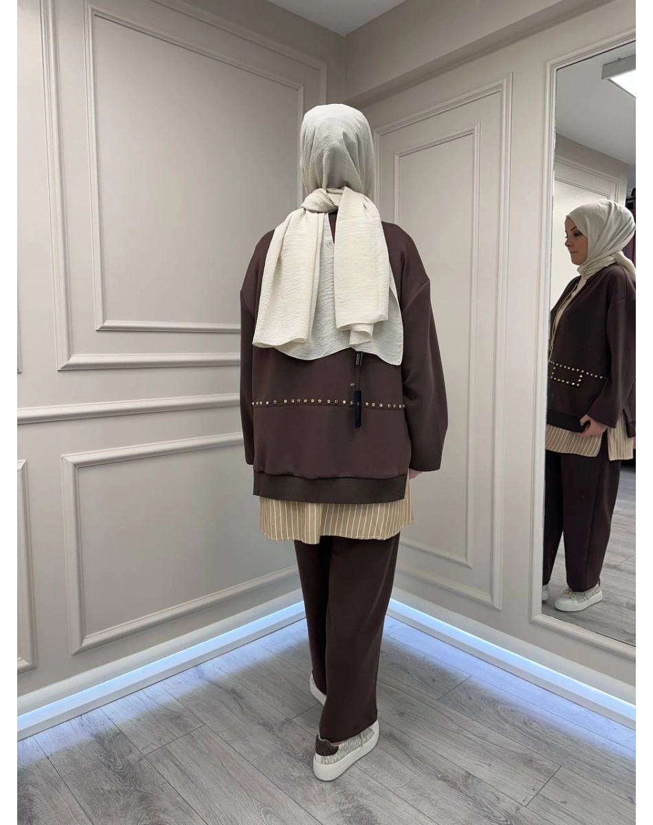 Ghisa 26KGSTKM4066 Kahve Gömlek Detaylı Takım