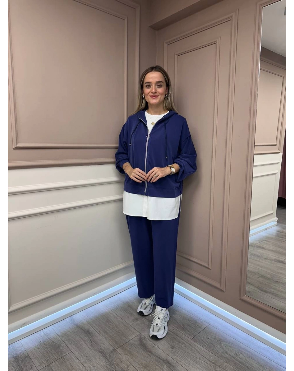 Ghisa 26KGSTKM4068 İndigo Etek Ucu Detaylı İkili Takım