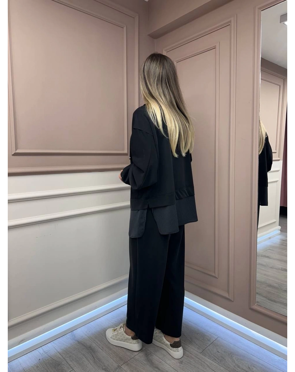 Ghisa 26KGSTKM4068 Siyah Etek Ucu Detaylı İkili Takım