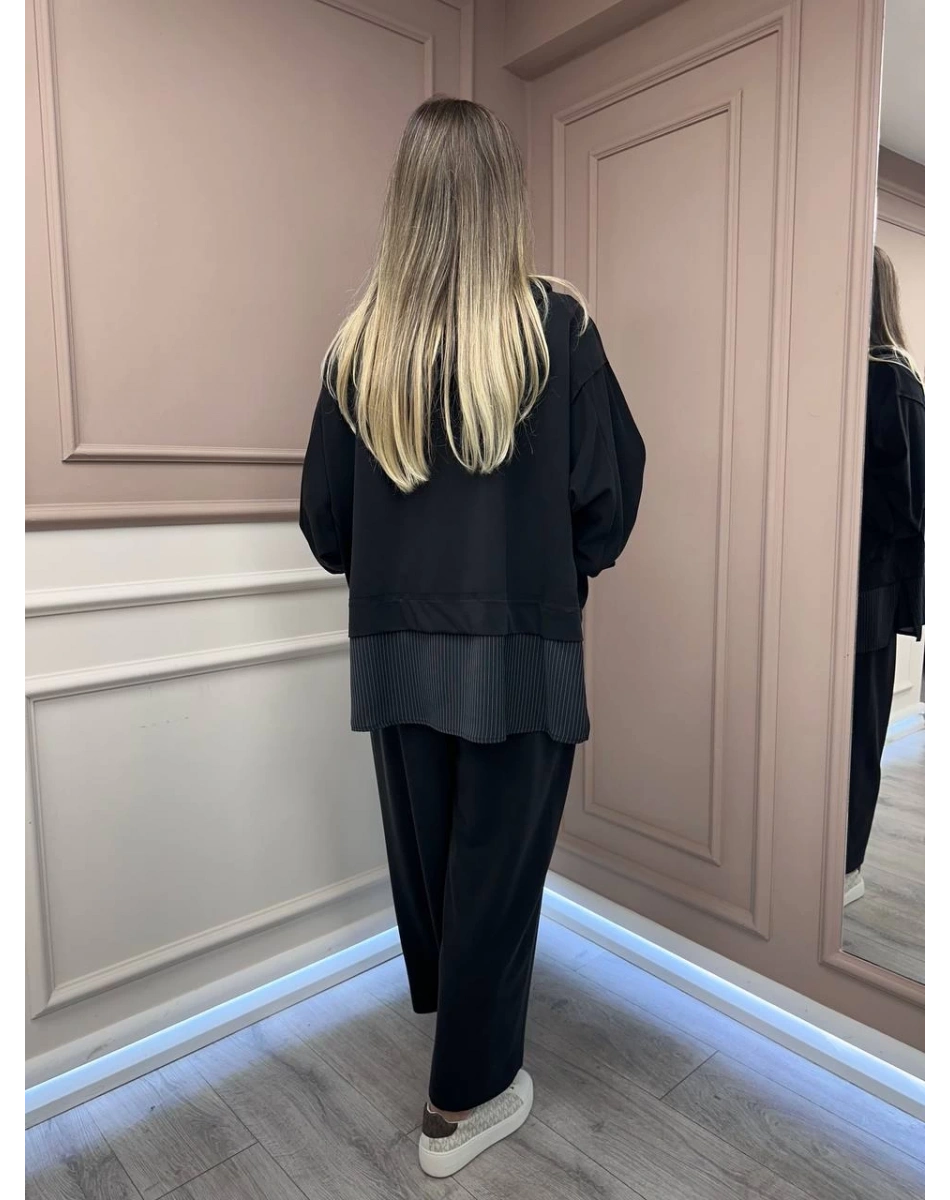 Ghisa 26KGSTKM4068 Siyah Etek Ucu Detaylı İkili Takım