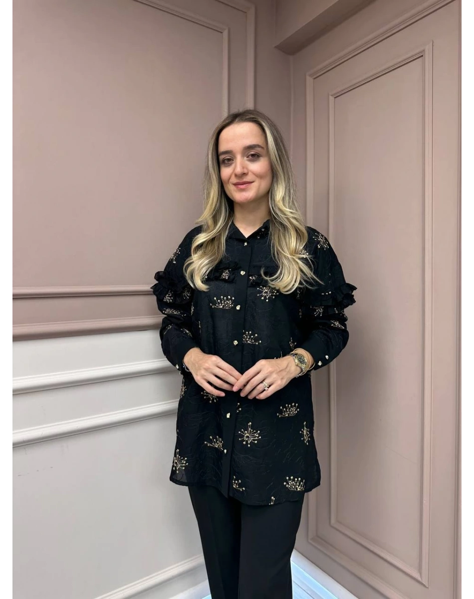 Ghisa 26KGSTNK3211 Siyah Gold Detaylı Tunik