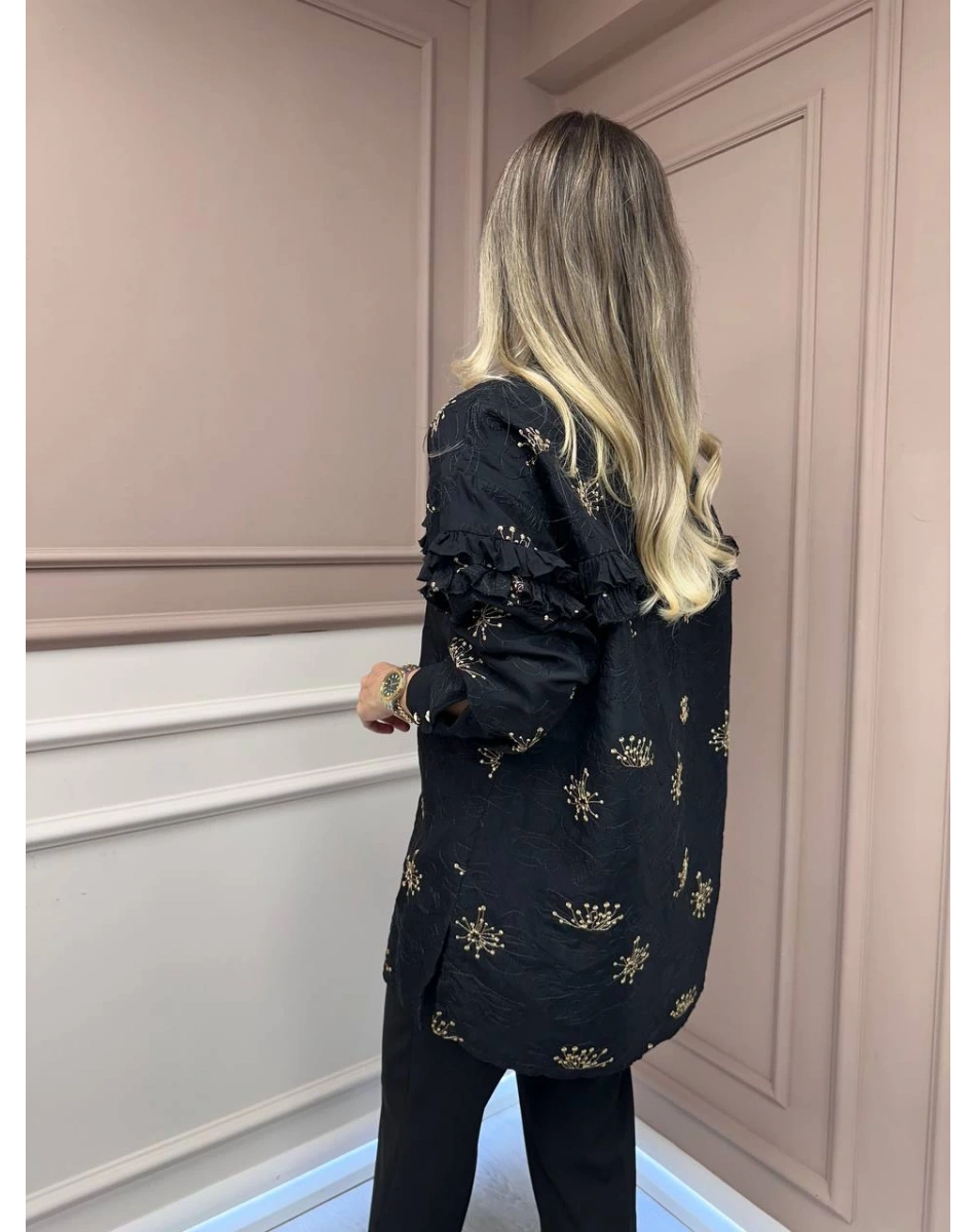 Ghisa 26KGSTNK3211 Siyah Gold Detaylı Tunik