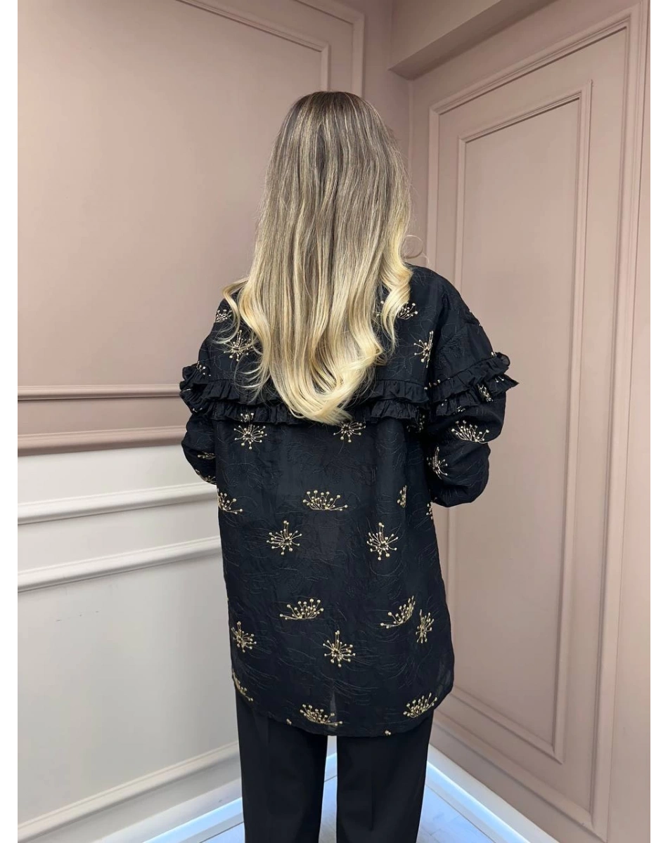 Ghisa 26KGSTNK3211 Siyah Gold Detaylı Tunik