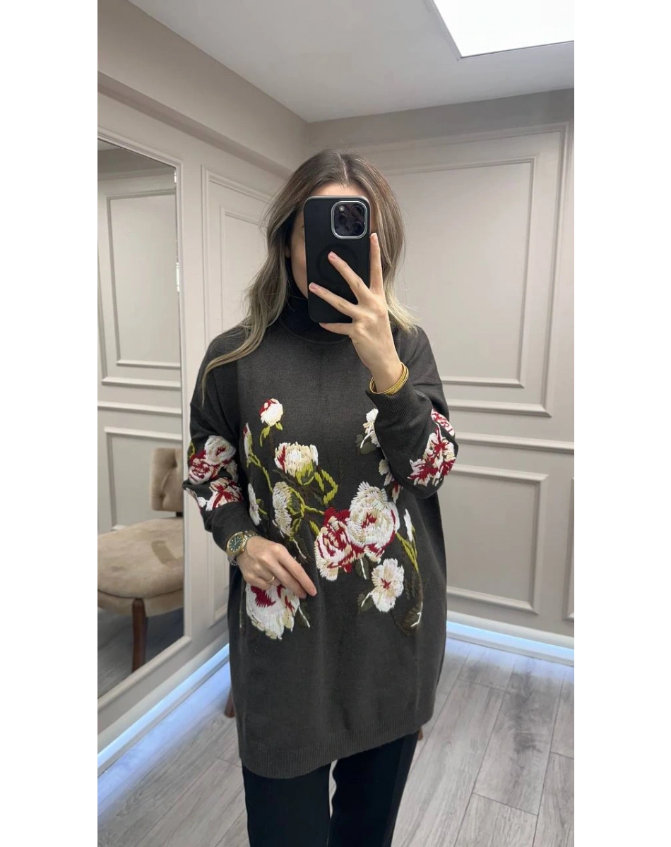 Ghisa 26KGSTNK4154 Gri Nakış Detaylı Tunik