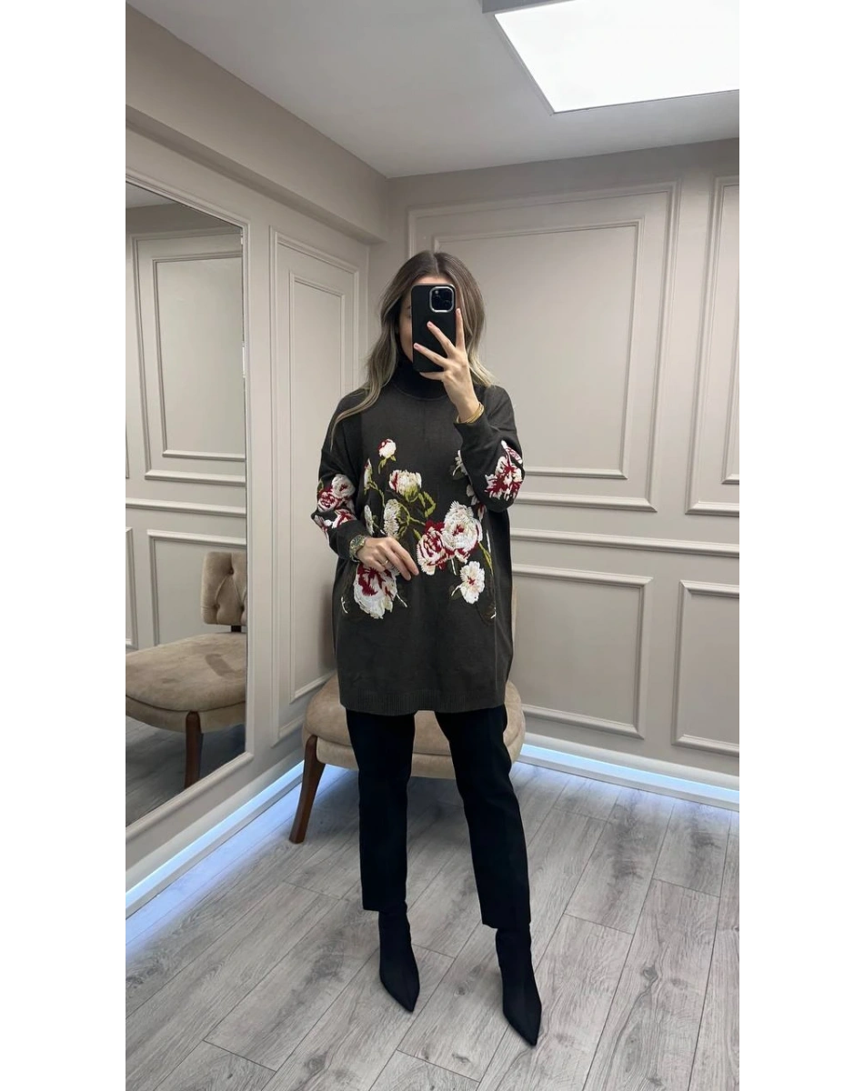 Ghisa 26KGSTNK4154 Gri Nakış Detaylı Tunik