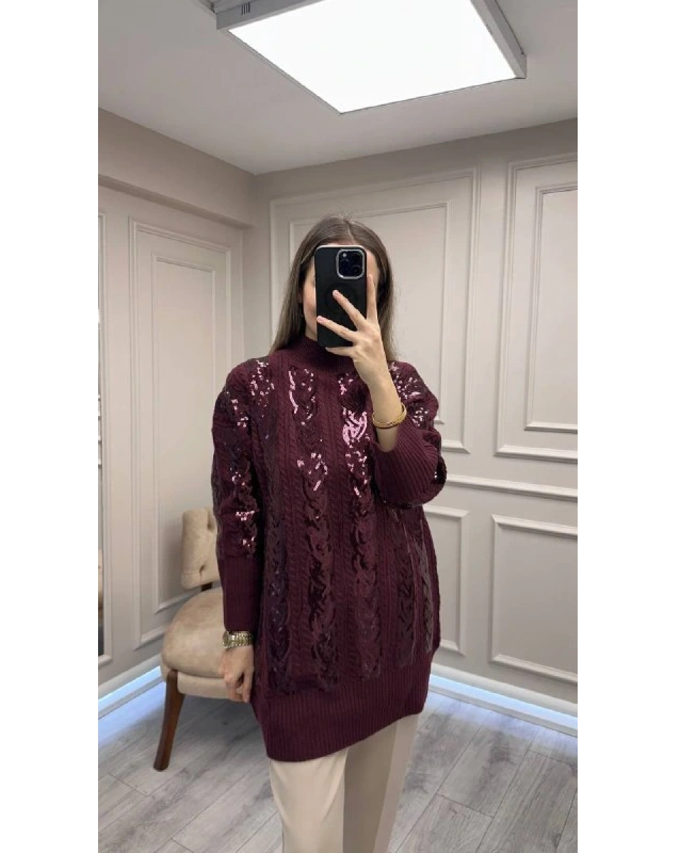 Ghisa 26KGSTNK4156 Bordo Pul Detaylı Tunik