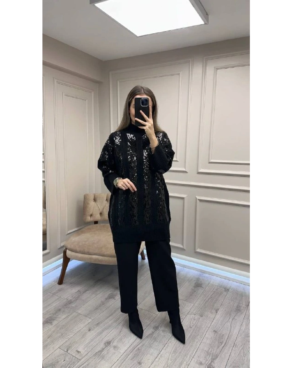 Ghisa 26KGSTNK4156 Siyah Pul Detaylı Tunik