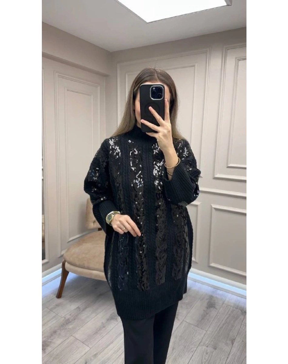 Ghisa 26KGSTNK4156 Siyah Pul Detaylı Tunik
