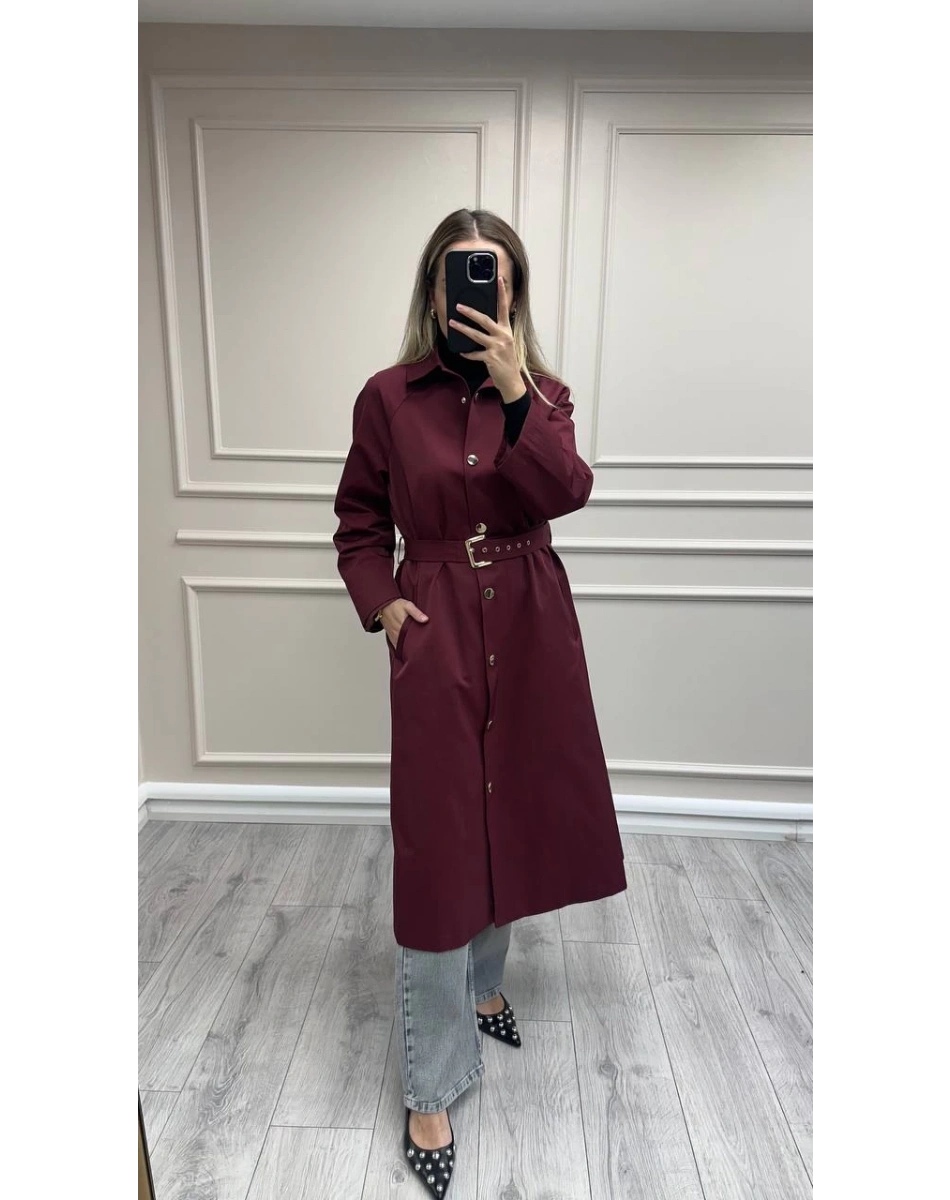 Ghisa 26KGSTRN2687 Bordo Kemerli Trençkot