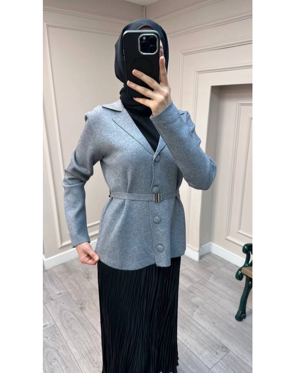 Ghisa 26KOBCKT3358 Gri Kemerli Ceket