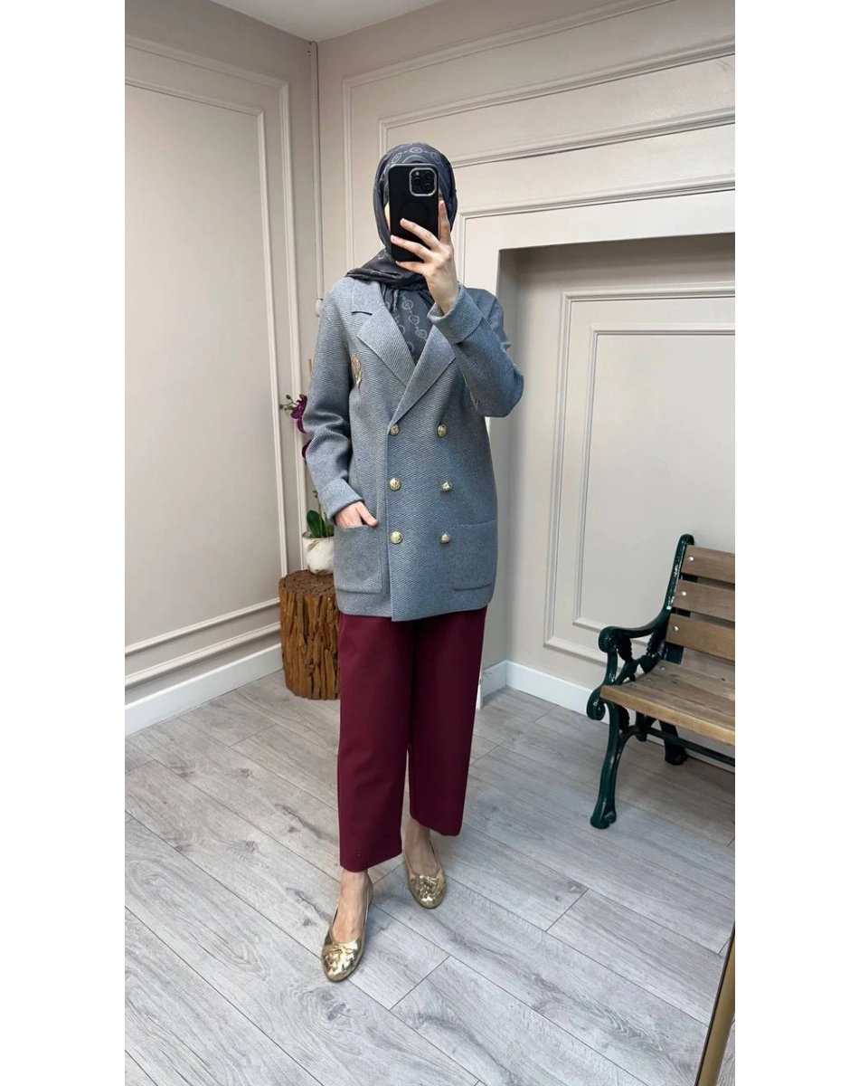 Ghisa 26KOBCKT3359 Gri Logo Detaylı Ceket