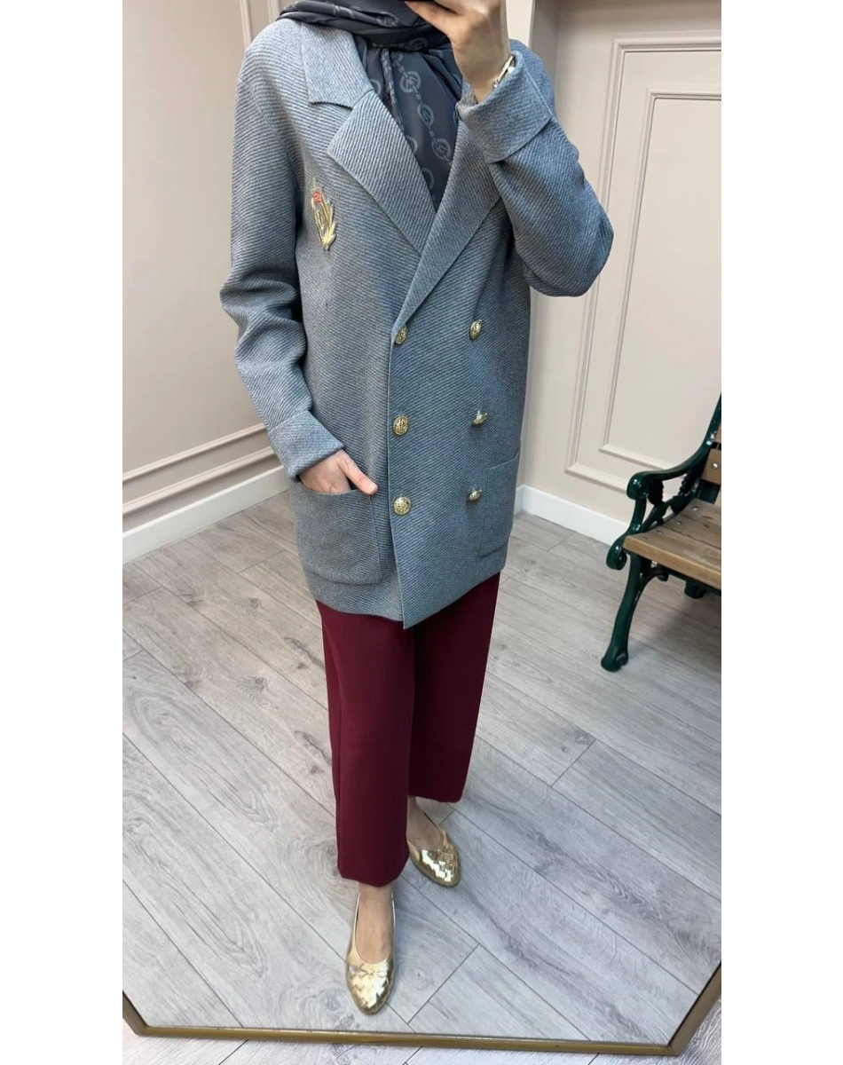 Ghisa 26KOBCKT3359 Gri Logo Detaylı Ceket