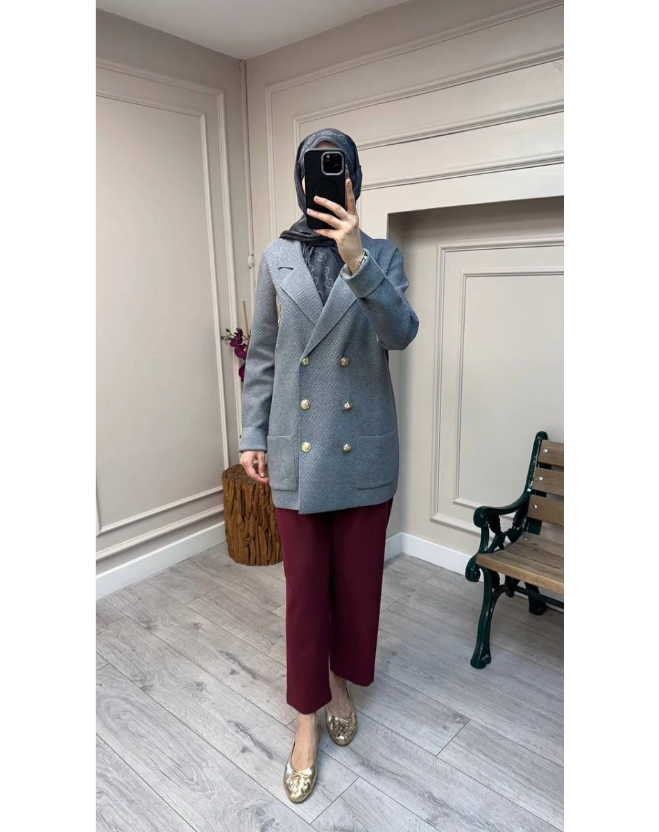 Ghisa 26KOBCKT3359 Gri Logo Detaylı Ceket