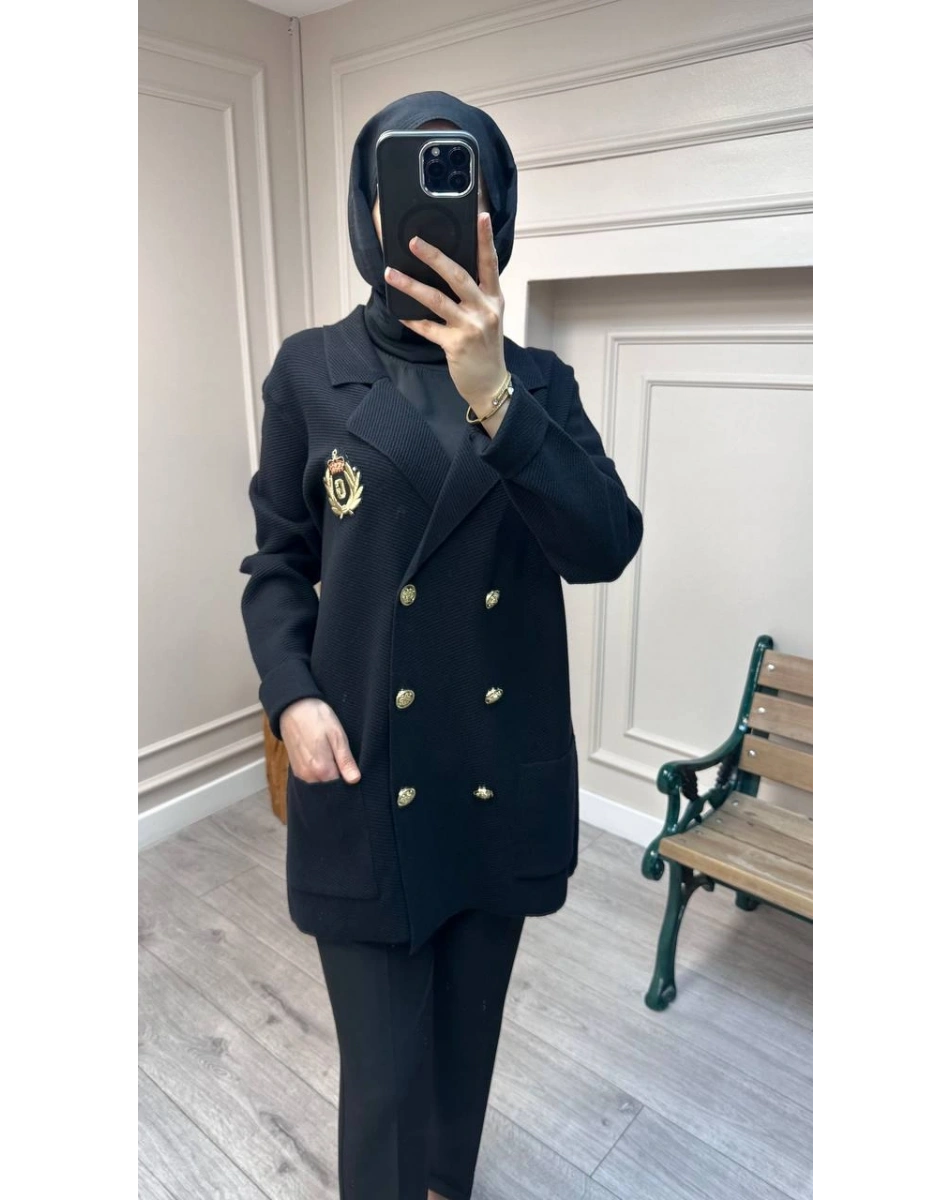 Ghisa 26KOBCKT3359 Siyah Logo Detaylı Ceket