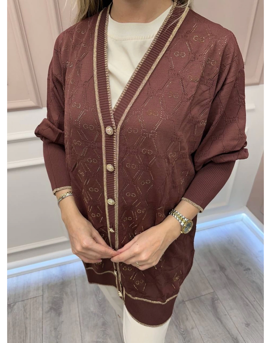 Ghisa 26KOBHRK3166 Kahve Triko Hırka