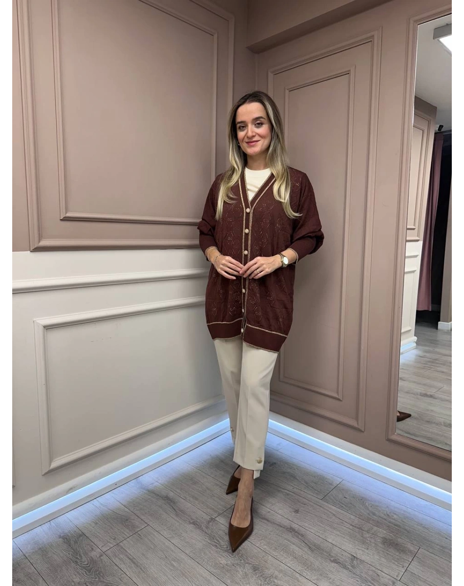 Ghisa 26KOBHRK3166 Kahve Triko Hırka