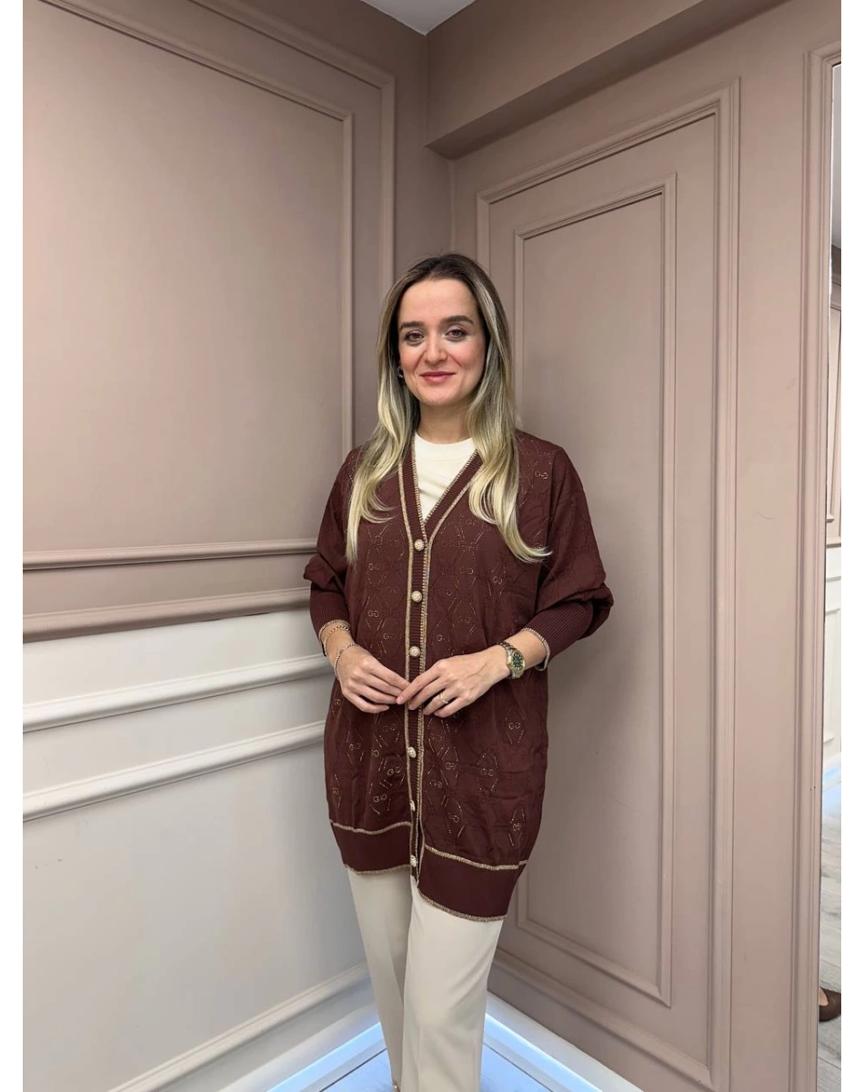 Ghisa 26KOBHRK3166 Kahve Triko Hırka