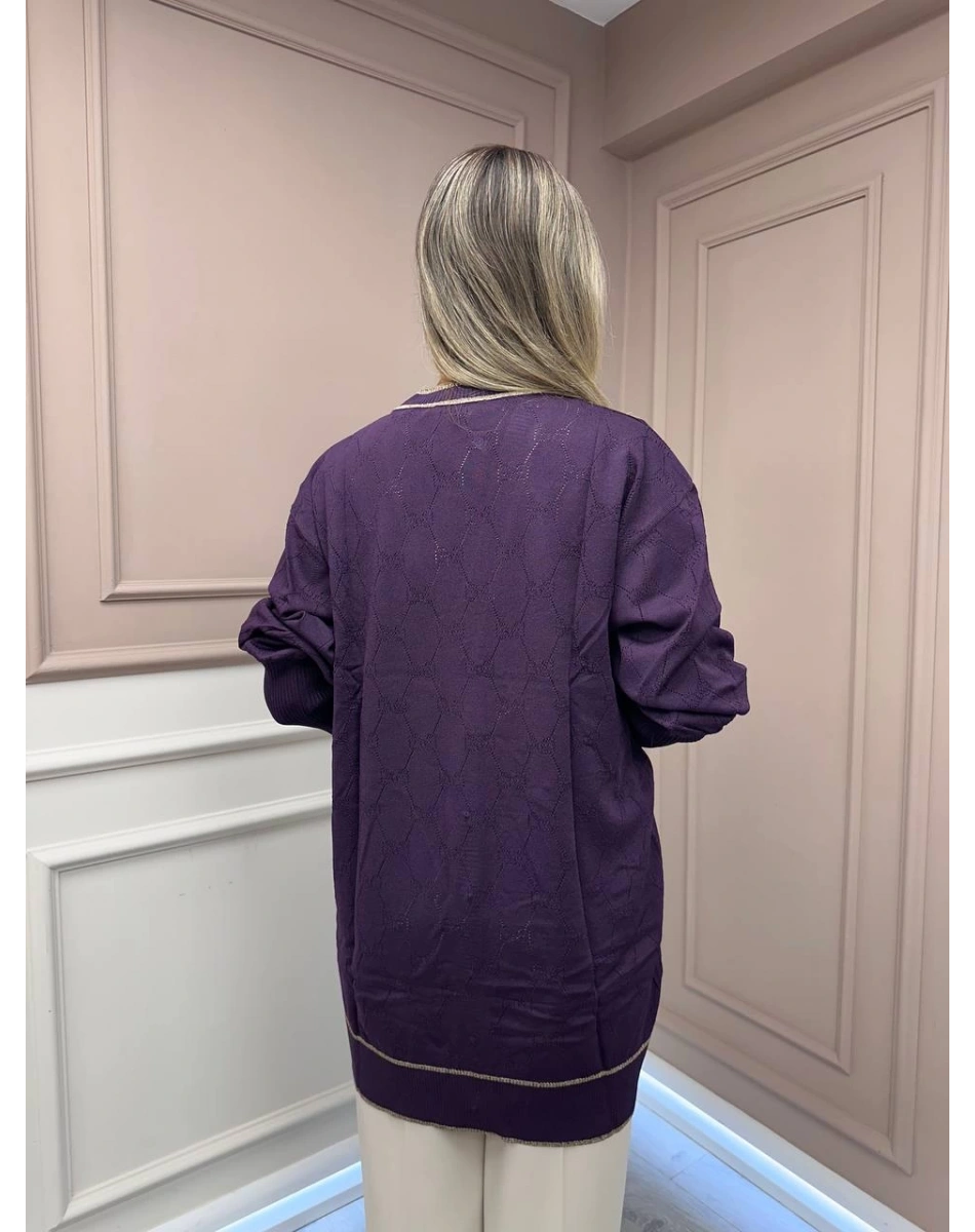 Ghisa 26KOBHRK3166 Mürdüm Triko Hırka