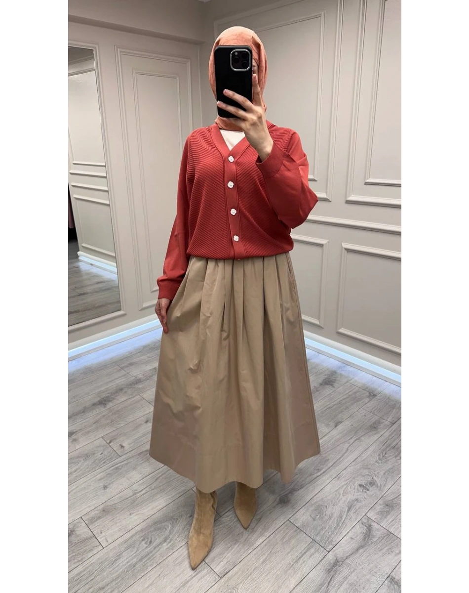 Ghisa 26KOBHRK3183 Taba V Yaka Triko Hırka