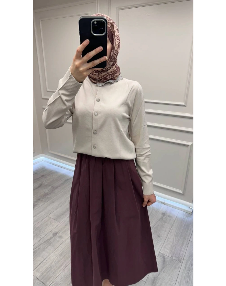 Ghisa 26KOBHRK3215 Taş Yakası Taşlı Triko Hırka