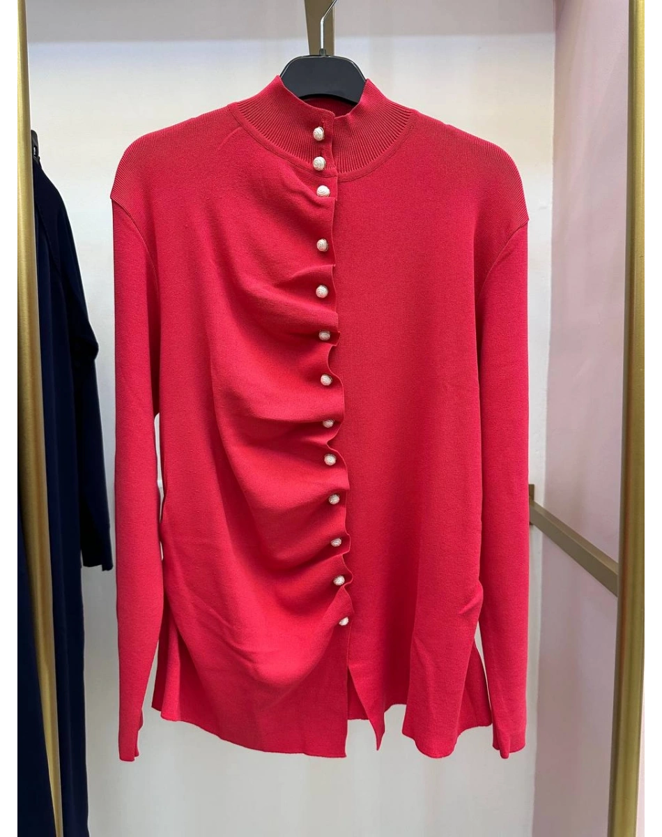 Ghisa 26KOBHRK3294 Kırmızı Düğme Detaylı Hırka