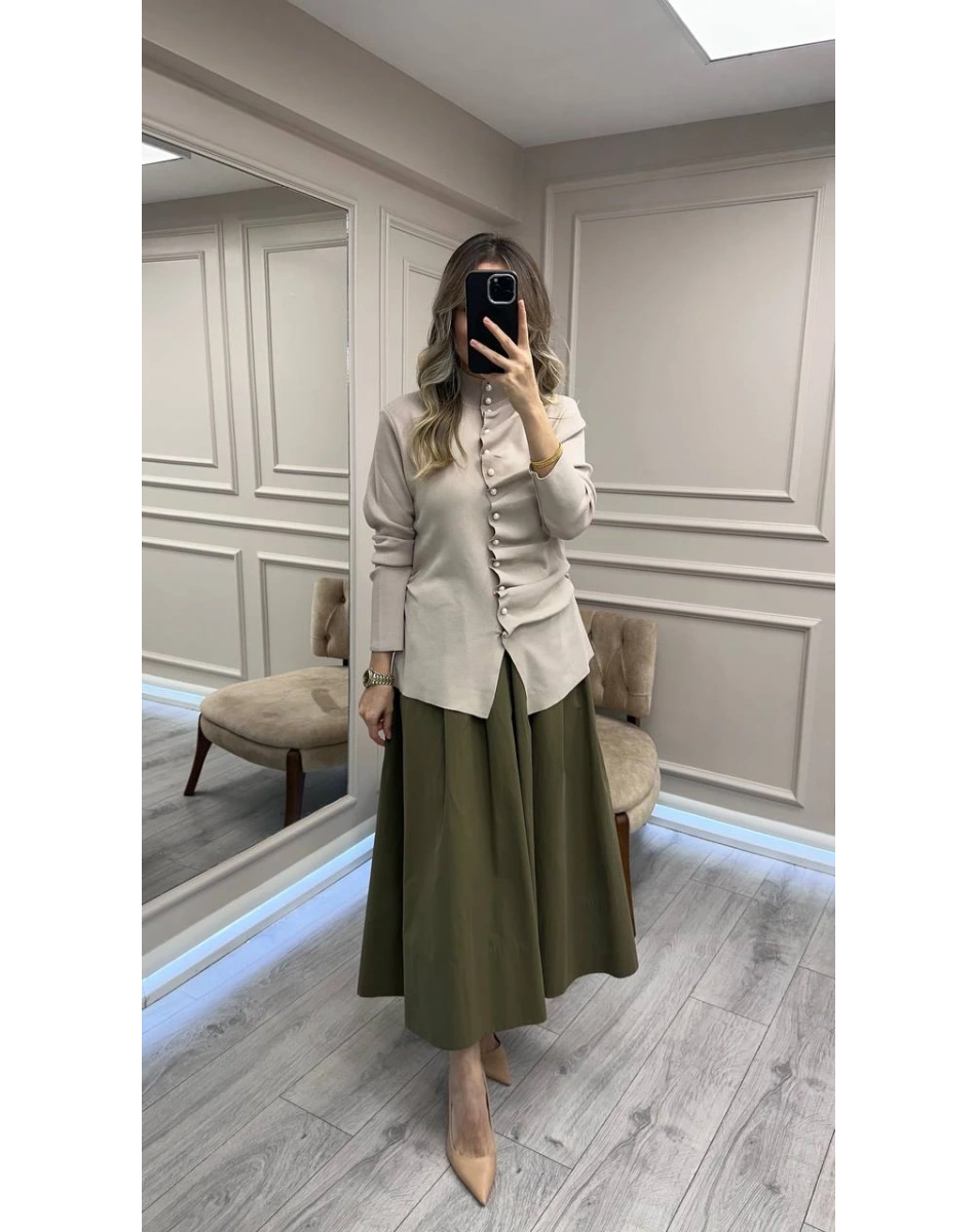 Ghisa 26KOBHRK3294 Kum Düğme Detaylı Hırka