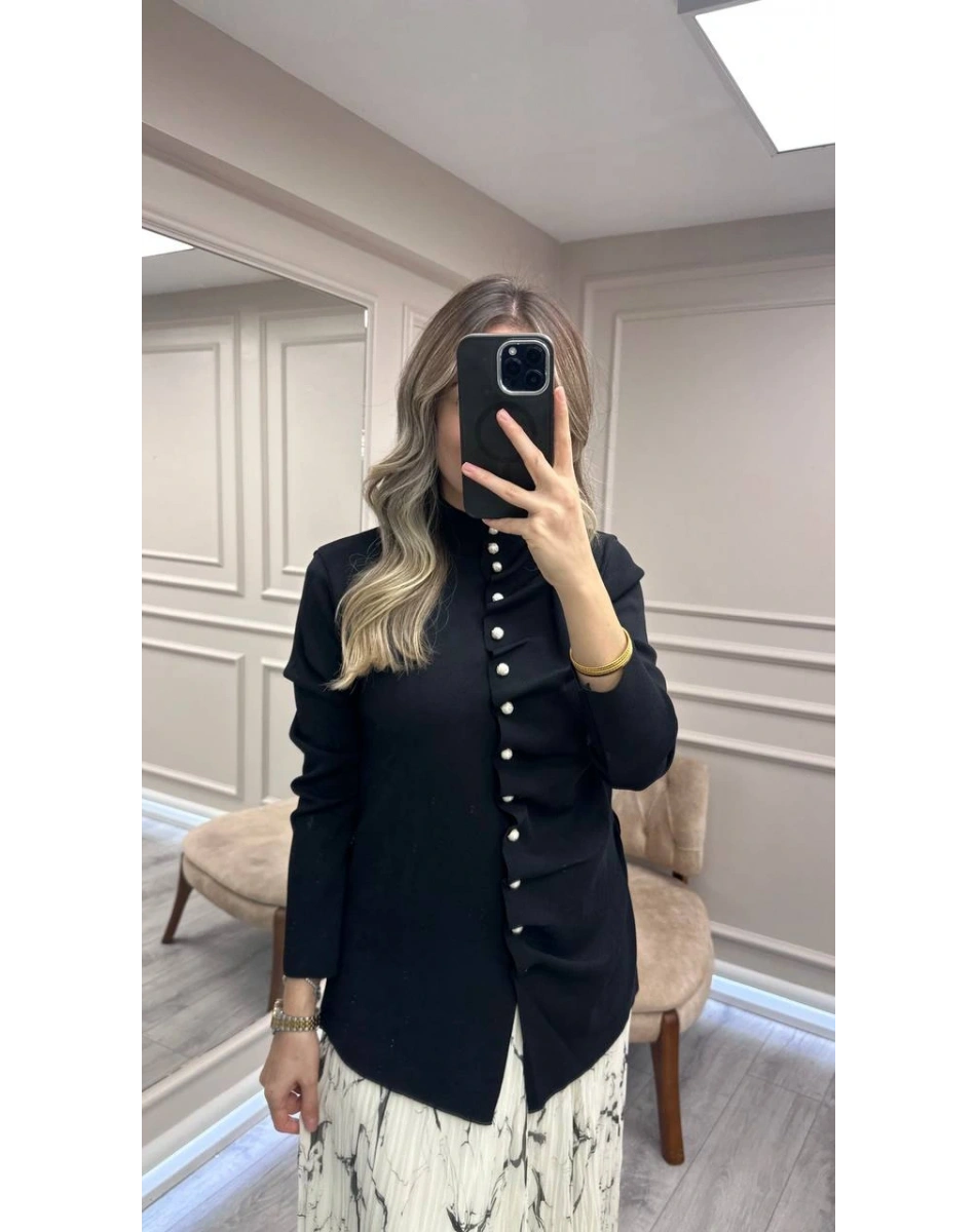 Ghisa 26KOBHRK3294 Siyah Düğme Detaylı Hırka