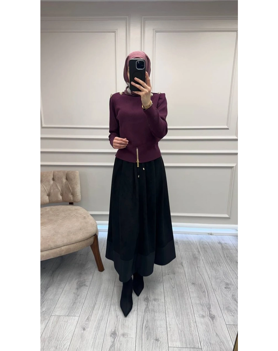 Ghisa 26KOBTNK4863 Mürdüm Vatkalı Kısa Tunik