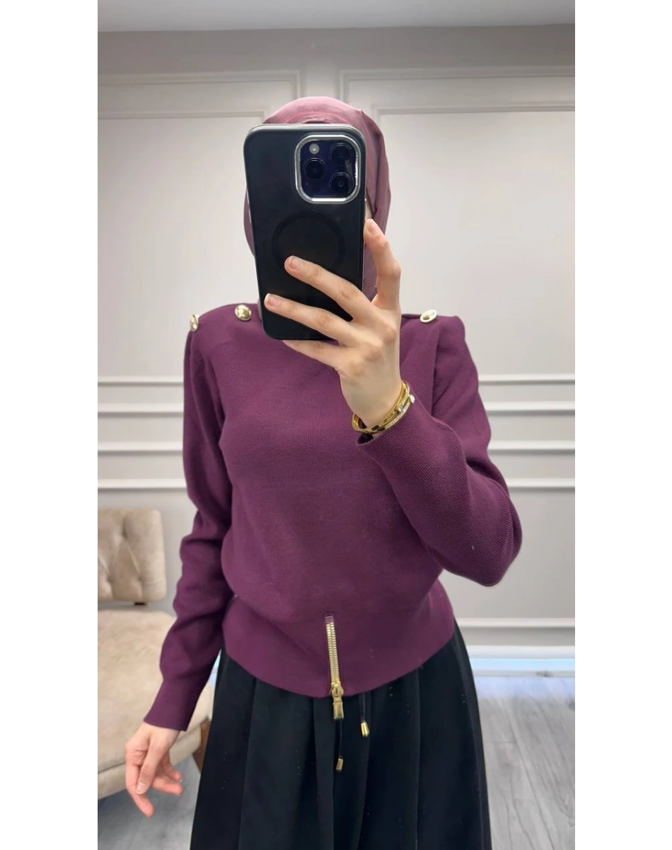 Ghisa 26KOBTNK4863 Mürdüm Vatkalı Kısa Tunik