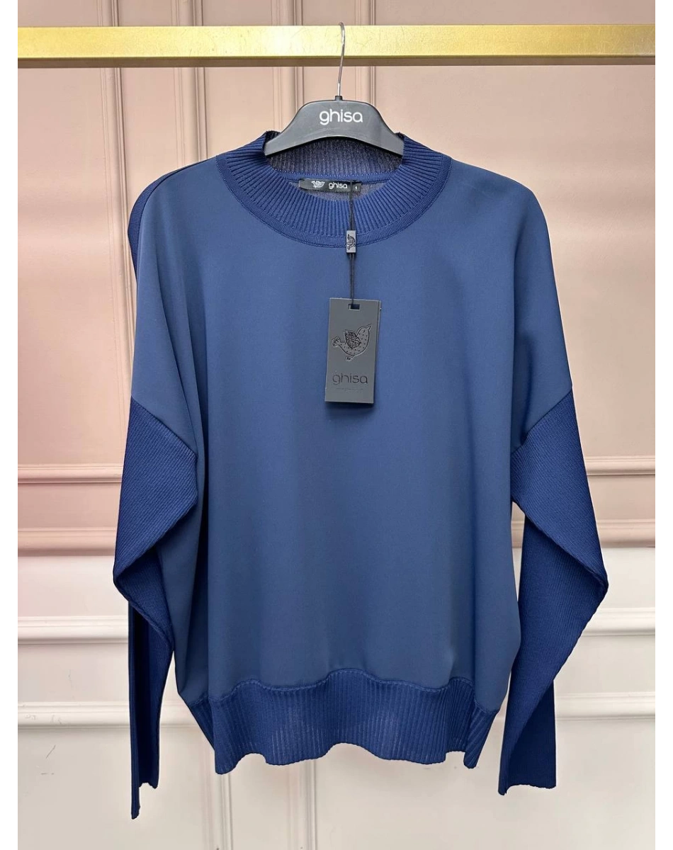 Ghisa 26KÖRBLZ4907 Lacivert Önü Şifon Kumaş Detaylı Bluz