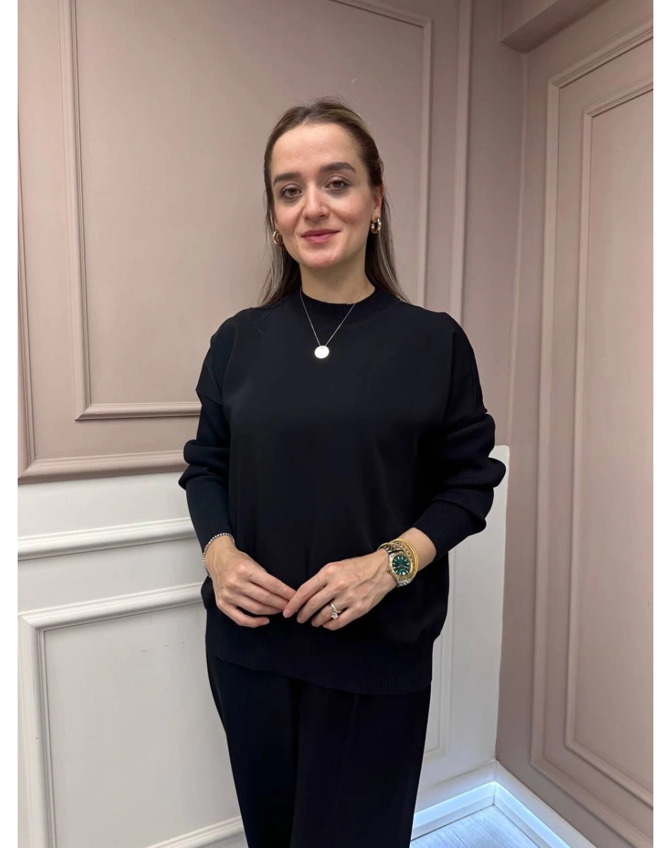 Ghisa 26KÖRBLZ4907 Siyah Önü Şifon Kumaş Detaylı Bluz