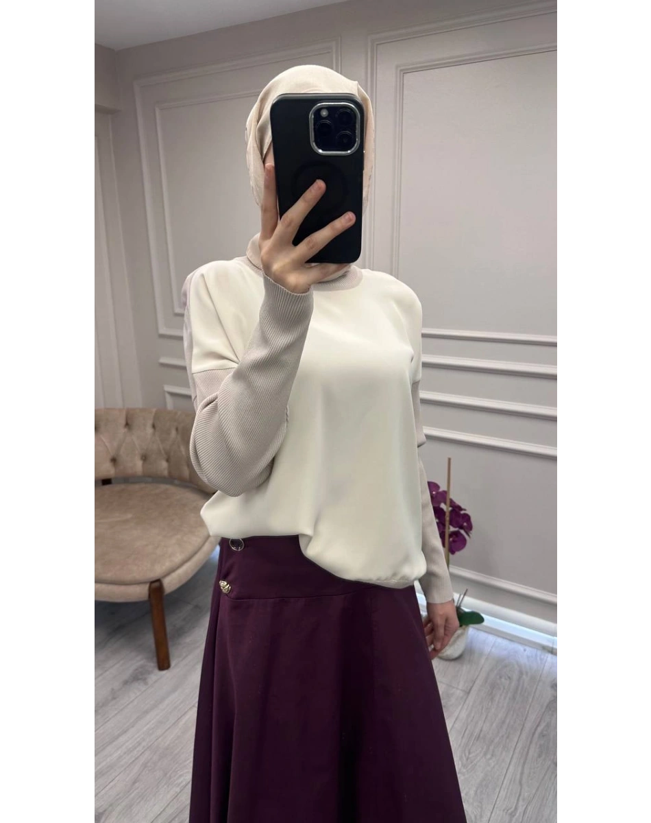 Ghisa 26KÖRBLZ4907 Taş Önü Şifon Kumaş Detaylı Bluz