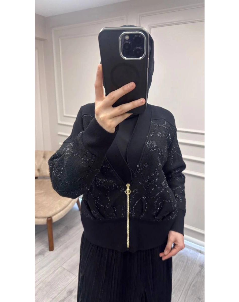 Ghisa 26KÖRHRK3353 Siyah Simli Hırka