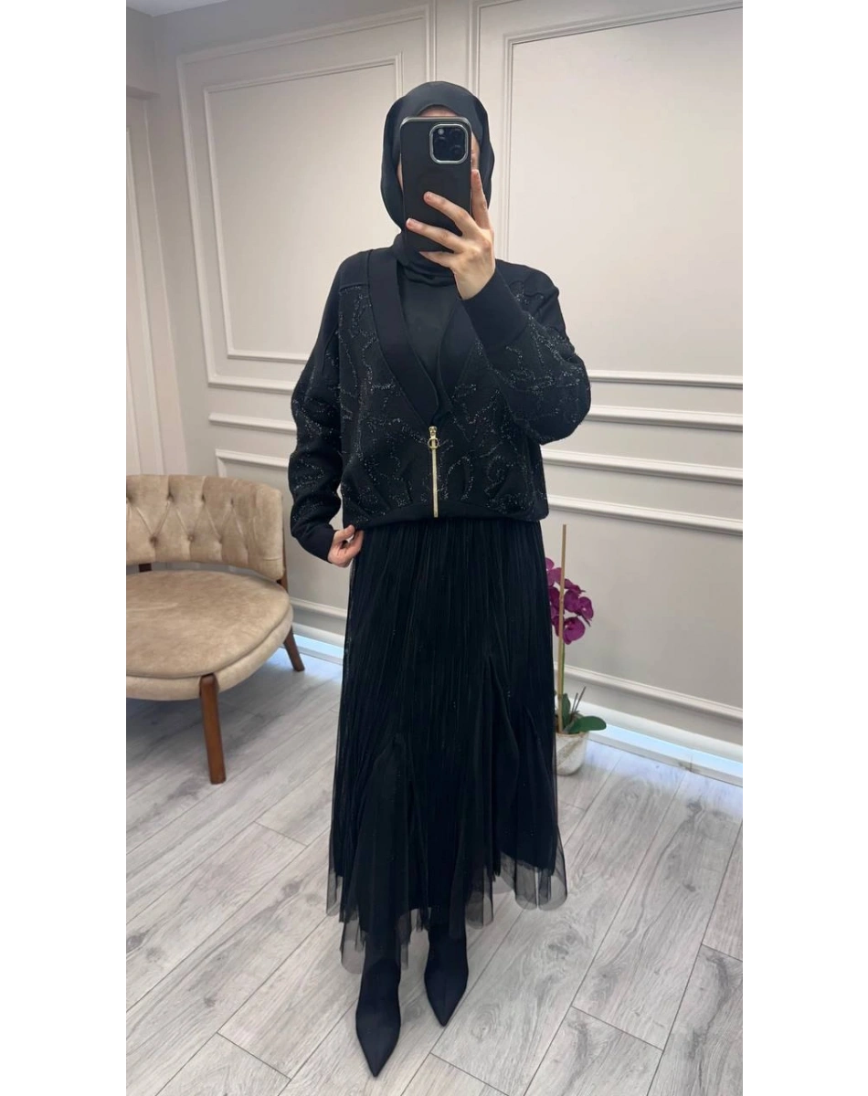 Ghisa 26KÖRHRK3353 Siyah Simli Hırka